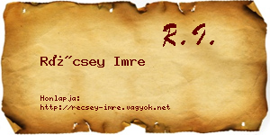 Récsey Imre névjegykártya